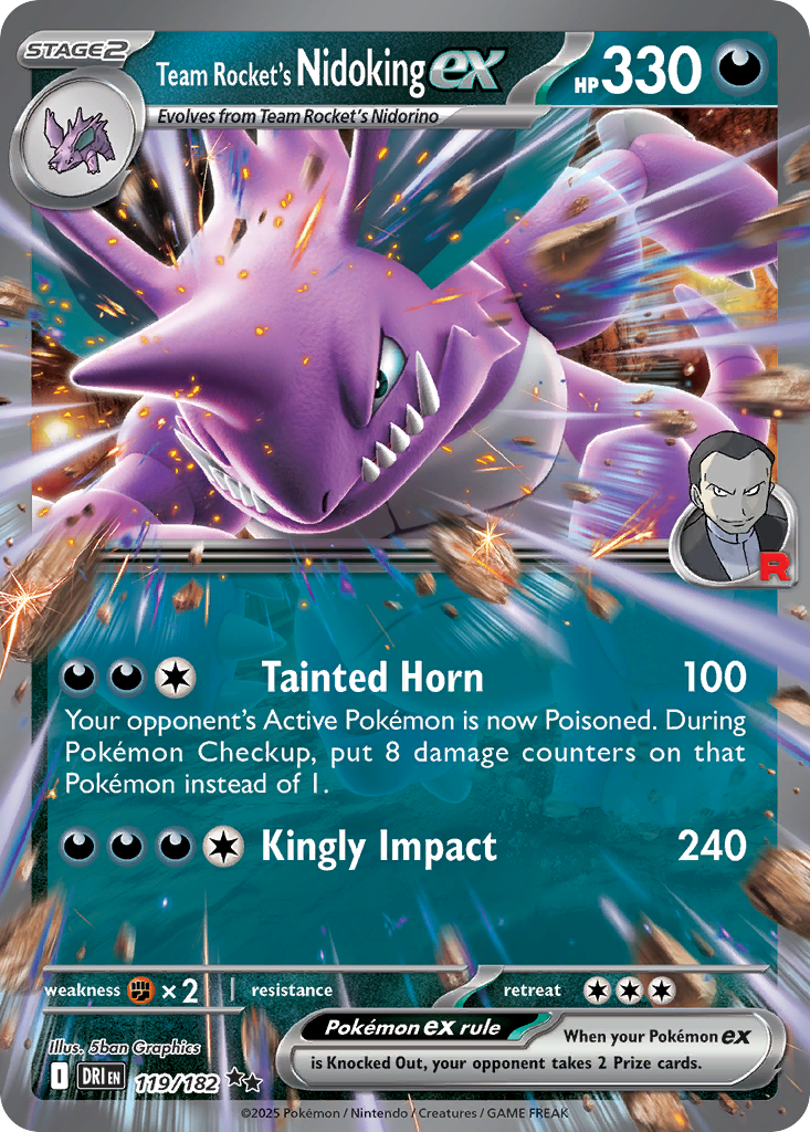 scarlet and violet destined rivals rare cards Team Rocket's Nidoking ex - 119/182 - SV10: Destined Rivals (DRI)