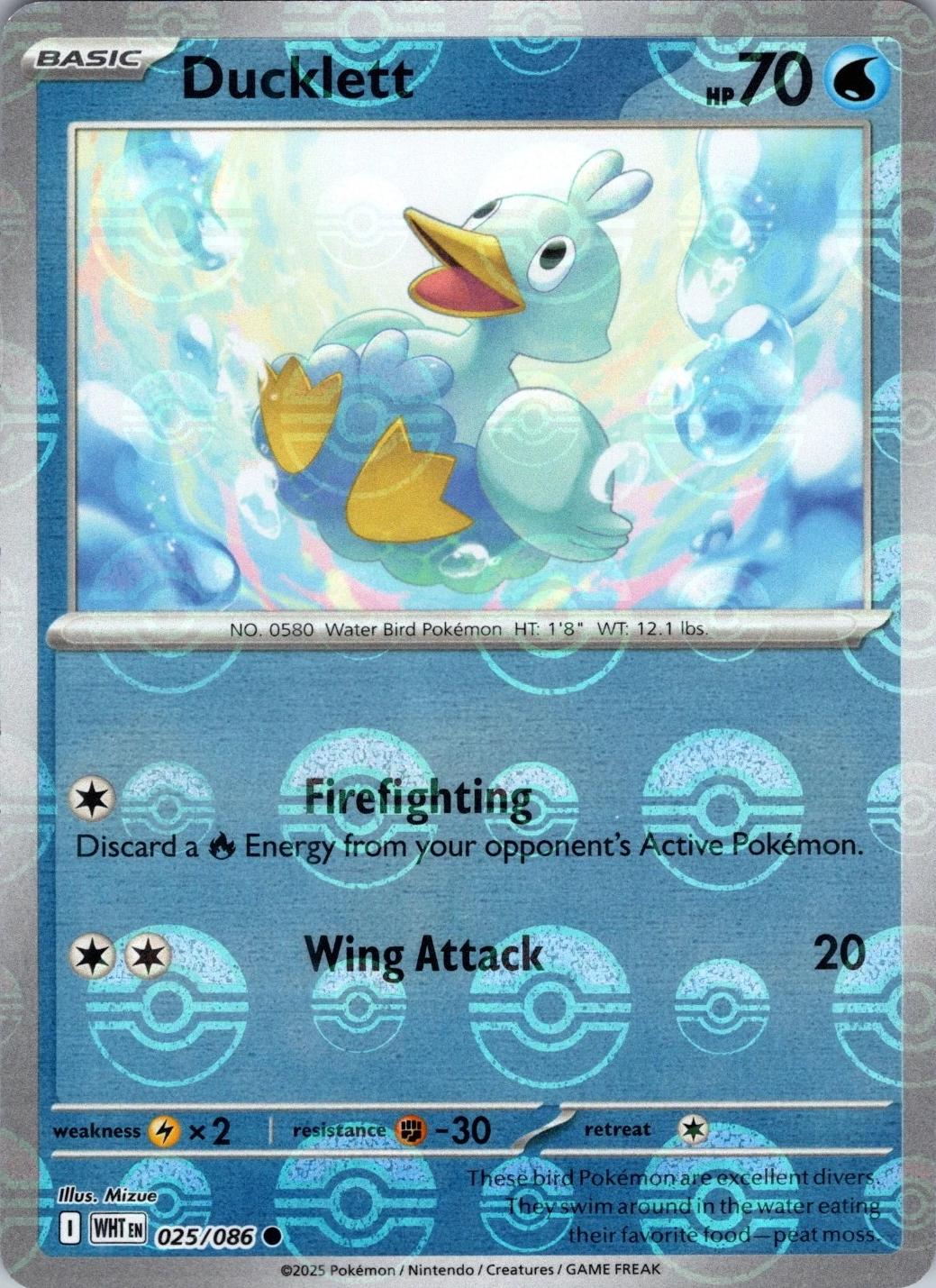 Ducklett (Poke Ball Pattern) - 025/086 - SV: White Flare (WHT)