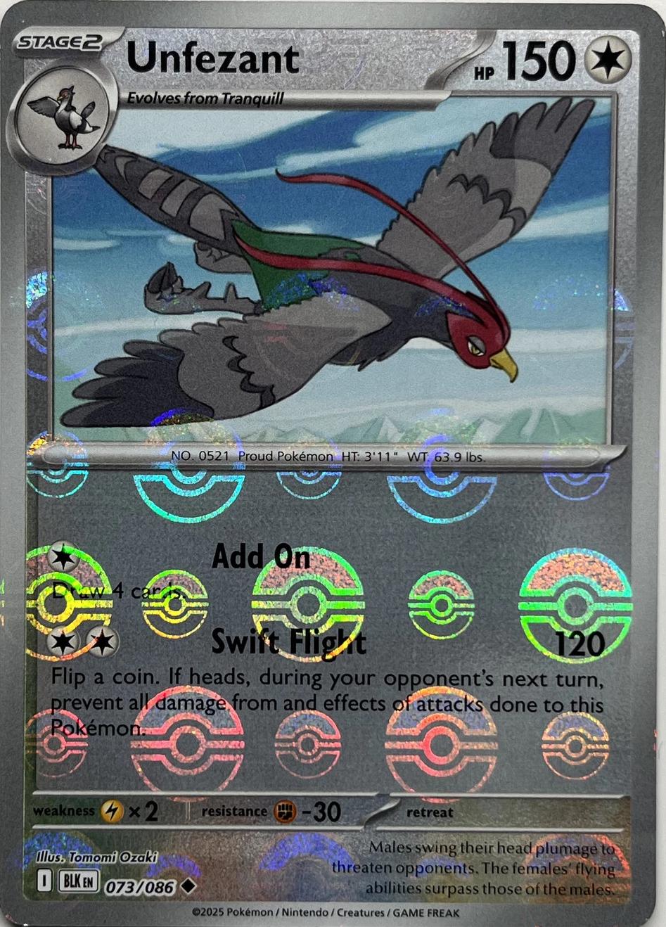 Unfezant (Poke Ball Pattern) - 073/086 - SV: Black Bolt (BLK)