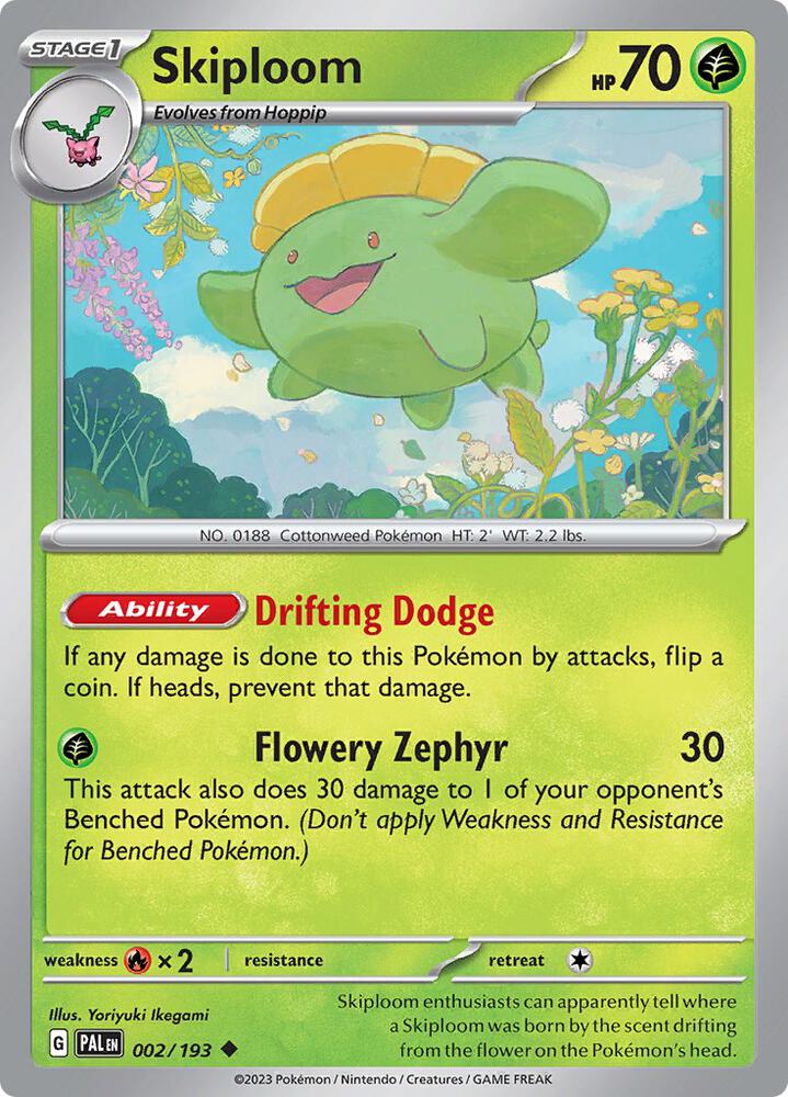 Skiploom - 002/193 - SV02: Paldea Evolved (PAL) - Reverse Holofoil - Pokemon TCG Card