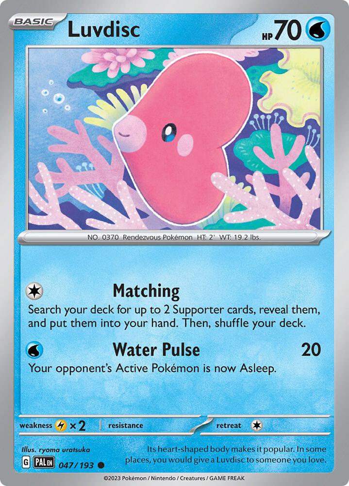 Luvdisc - 047/193 - SV02: Paldea Evolved (PAL) - Reverse Holofoil - Pokemon TCG Card