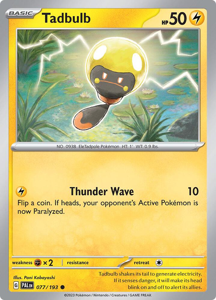 Tadbulb - 077/193 - SV02: Paldea Evolved (PAL) - Common - Reverse Holofoil - Pokemon TCG Card