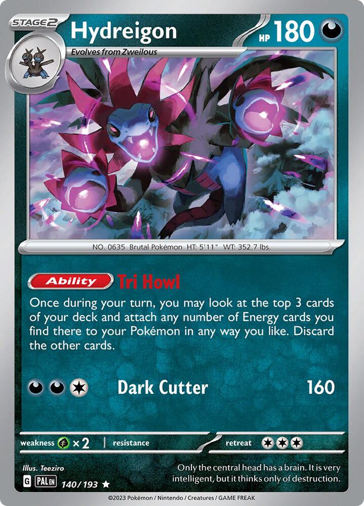 Hydreigon - 140/193 - SV02: Paldea Evolved (PAL) - Holofoil - Pokemon TCG Card