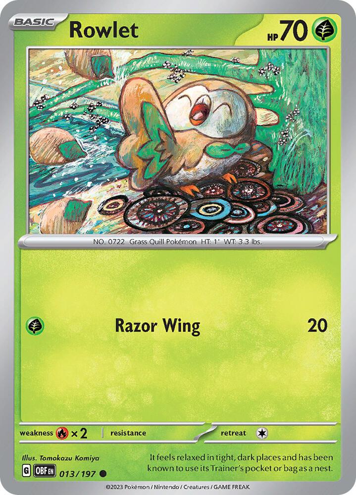 Rowlet - 013/197 - SV03: Obsidian Flames (OBF) - Normal - Pokemon TCG Card
