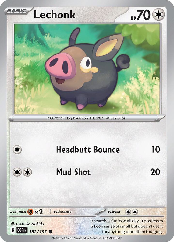 Lechonk - 182/197 - SV03: Obsidian Flames (OBF) - Common - Normal - Pokemon TCG Card