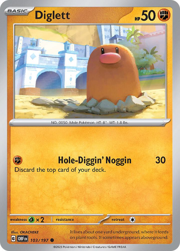 Diglett - 103/197 - SV03: Obsidian Flames (OBF) - Normal - Pokemon TCG Card
