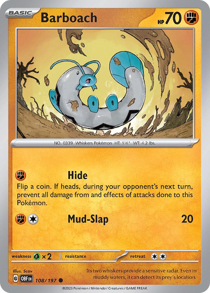 Barboach - 108/197 - SV03: Obsidian Flames (OBF) - Normal - Pokemon TCG Card
