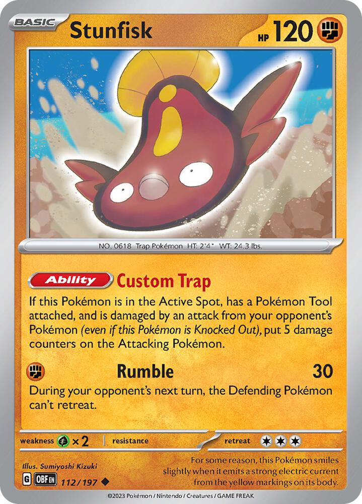 Stunfisk - 112/197 - SV03: Obsidian Flames (OBF) - Normal - Pokemon TCG Card