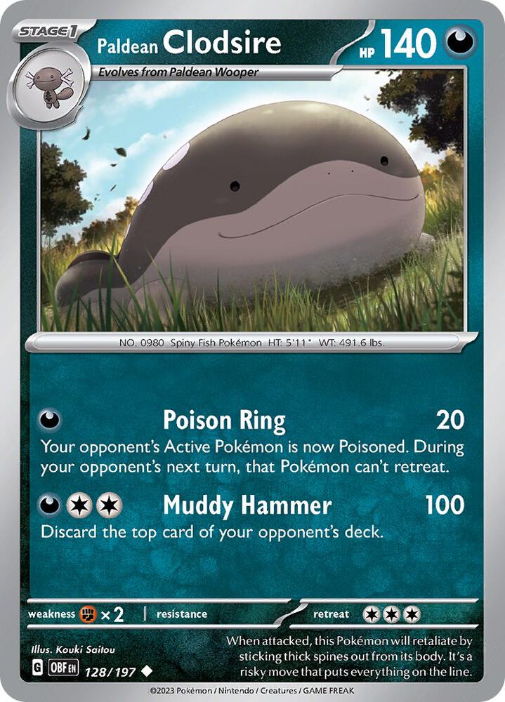 Paldean Clodsire - 128/197 - SV03: Obsidian Flames (OBF) - Uncommon - Normal - Pokemon TCG Card