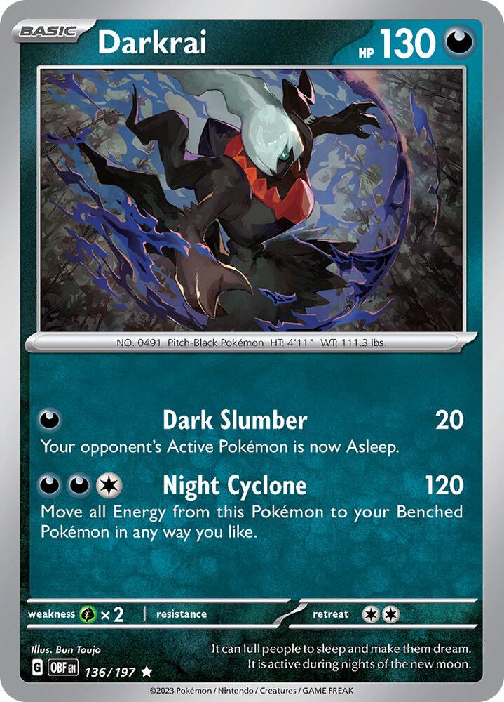 Darkrai - 136/197 - SV03: Obsidian Flames (OBF) - Holofoil - Pokemon TCG Card