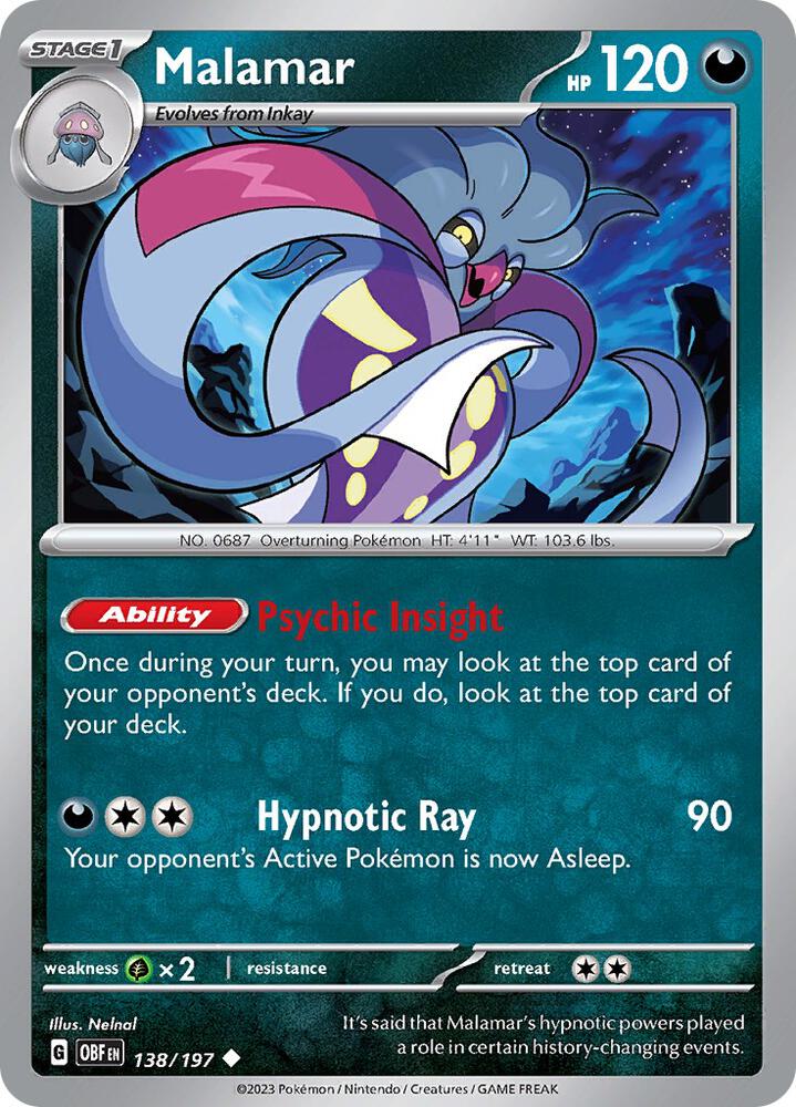 Malamar - 138/197 - SV03: Obsidian Flames (OBF) - Normal - Pokemon TCG Card