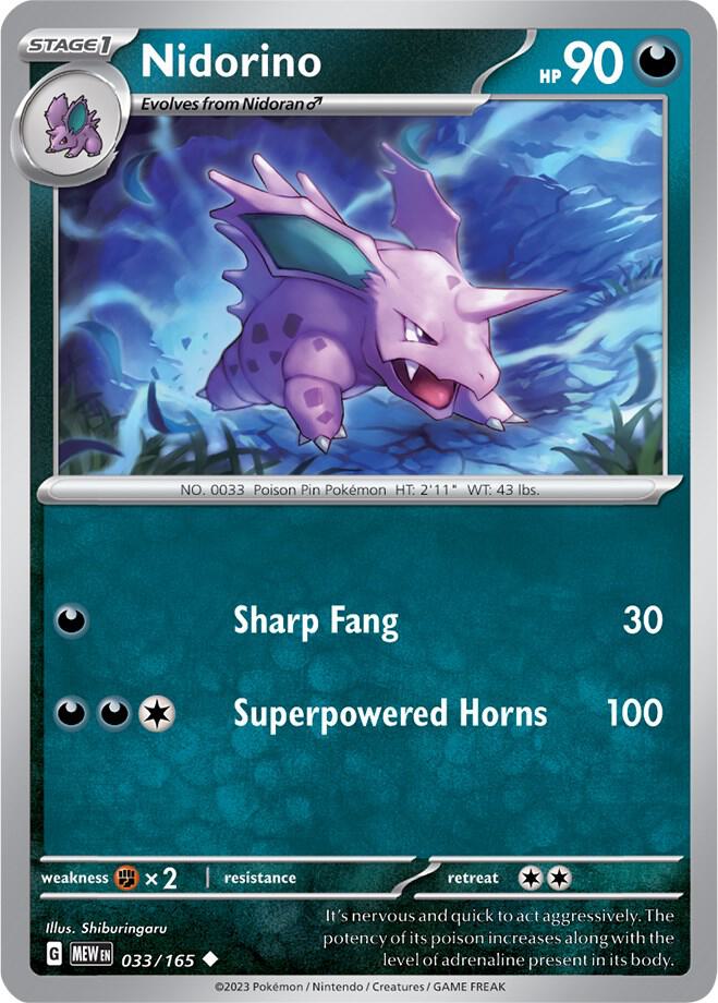Nidorino - 033/165 - SV: Scarlet & Violet 151 (MEW) - Normal - Pokemon TCG Card