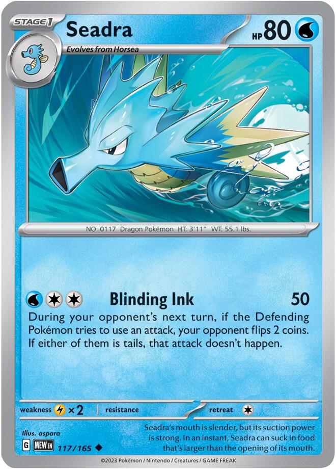 Seadra - 117/165 - SV: Scarlet & Violet 151 (MEW) - Normal - Pokemon TCG Card