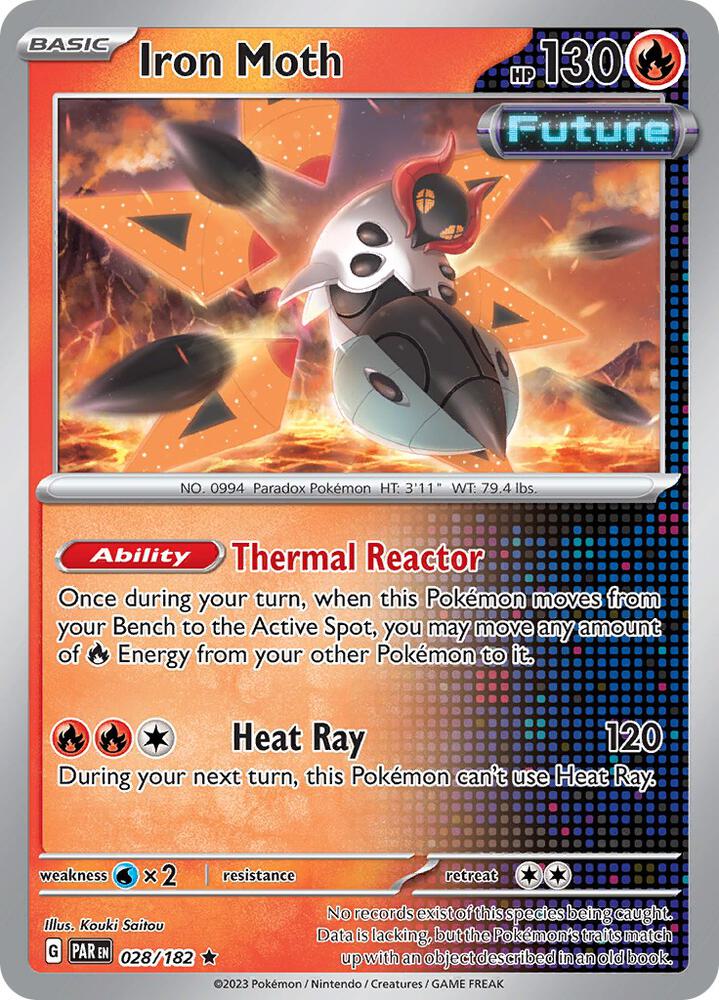 Iron Moth - 028/182 - SV04: Paradox Rift (PAR) - Rare - Holofoil - Pokemon TCG Card