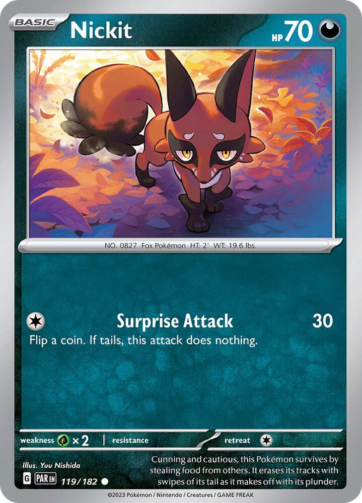 Nickit - 119/182 - SV04: Paradox Rift (PAR) - Normal - Pokemon TCG Card