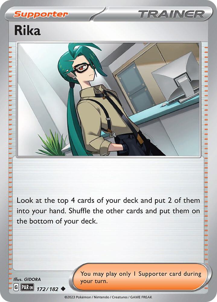 Rika - 172/182 - SV04: Paradox Rift (PAR) - Reverse Holofoil - Pokemon TCG Card