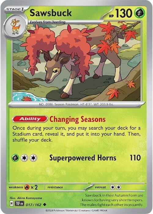 Sawsbuck - 017/162 - SV05: Temporal Forces (TEF) - Uncommon - Reverse Holofoil - Pokemon TCG Card