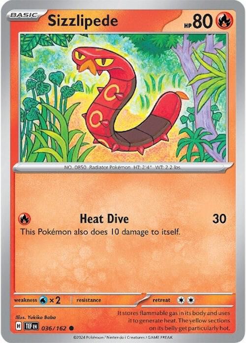 Sizzlipede - 036/162 - SV05: Temporal Forces (TEF) - Reverse Holofoil - Pokemon TCG Card