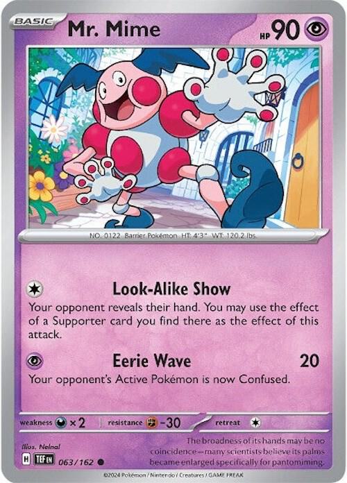 Mr. Mime - 063/162 - SV05: Temporal Forces (TEF) - Reverse Holofoil - Pokemon TCG Card