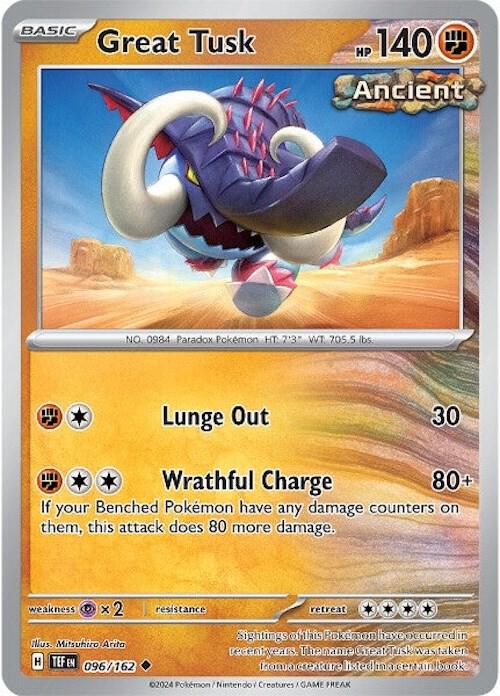 Great Tusk - 096/162 - SV05: Temporal Forces (TEF) - Uncommon - Normal - Pokemon TCG Card