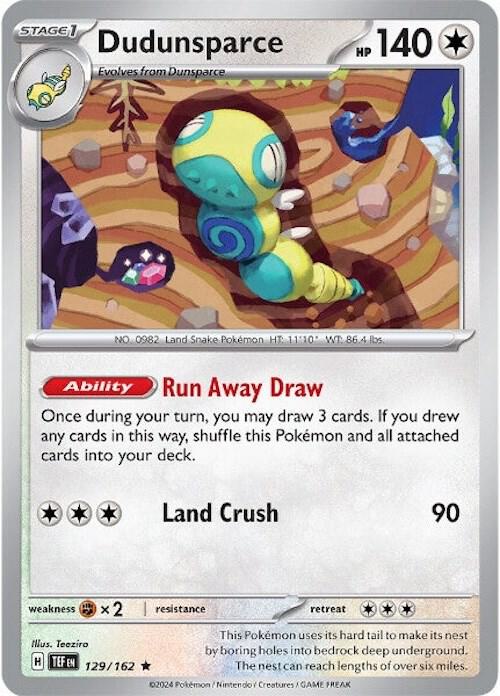 Dudunsparce - 129/162 - SV05: Temporal Forces (TEF) - Holofoil - Pokemon TCG Card