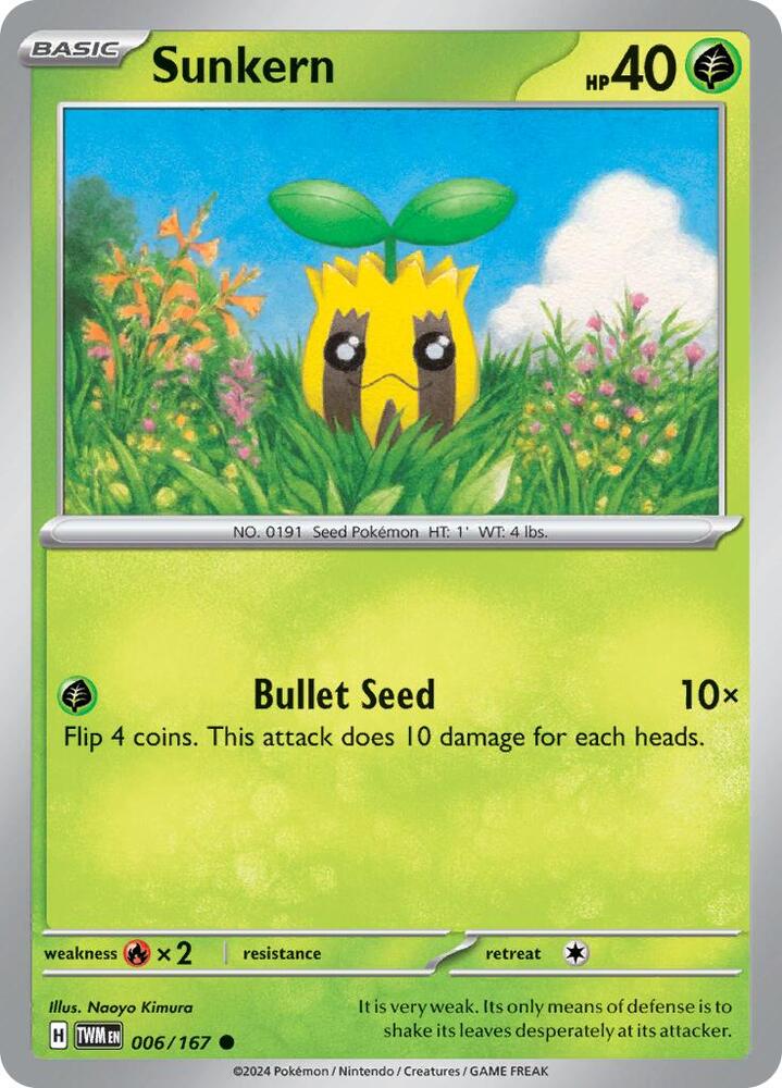 Sunkern - 006/167 - SV06: Twilight Masquerade (TWM) - Normal - Pokemon TCG Card