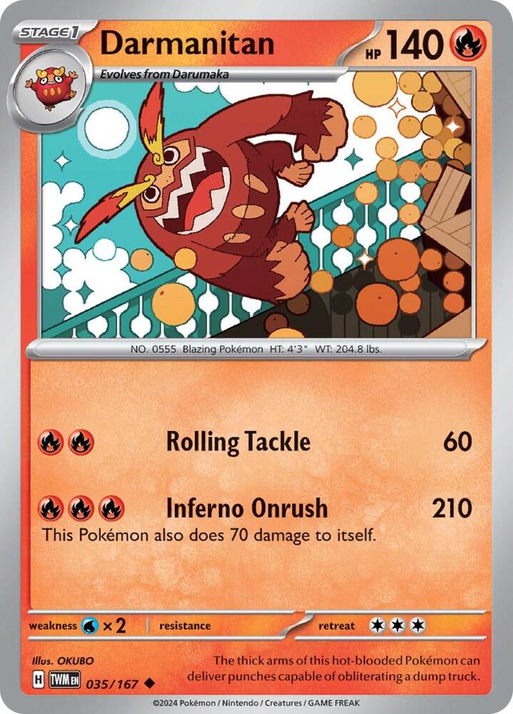 Darmanitan - 035/167 - SV06: Twilight Masquerade (TWM) - Normal - Pokemon TCG Card