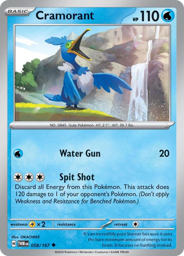 Cramorant - 058/167 - SV06: Twilight Masquerade (TWM) - Uncommon - Normal - Pokemon TCG Card