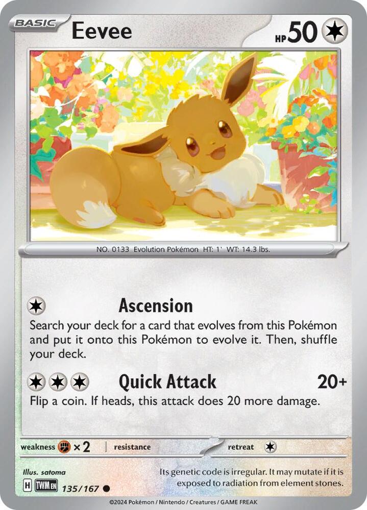 Eevee - 135/167 - SV06: Twilight Masquerade (TWM) - Common - Reverse Holofoil - Pokemon TCG Card