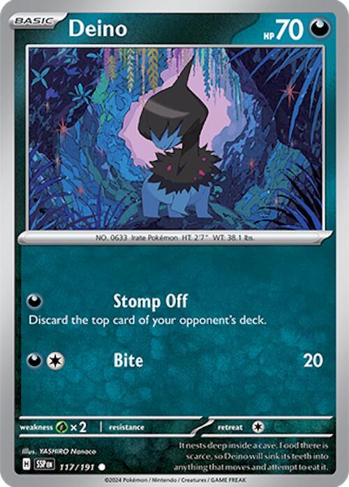 Deino - 117/191 - SV08: Surging Sparks (SSP) - Normal - Pokemon TCG Card