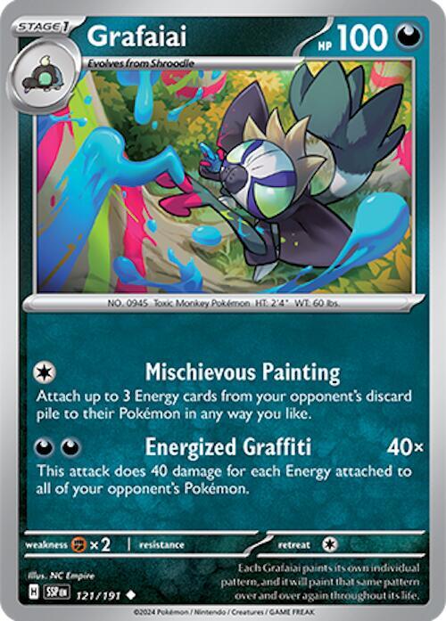 Grafaiai - 121/191 - SV08: Surging Sparks (SSP) - Reverse Holofoil - Pokemon TCG Card