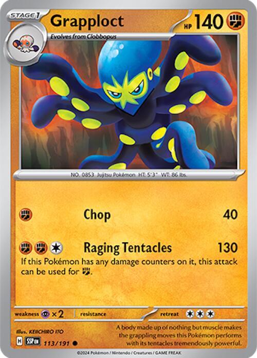 Grapploct - 113/191 - SV08: Surging Sparks (SSP) - Reverse Holofoil - Pokemon TCG Card