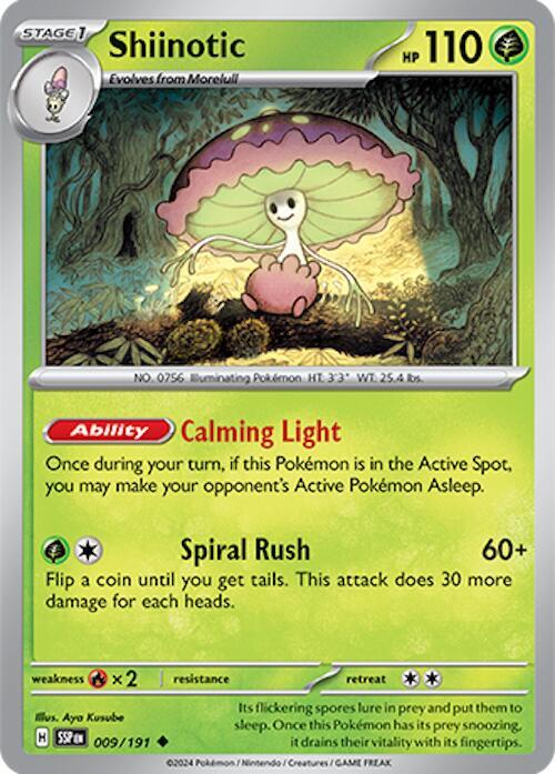 Shiinotic - 009/191 - SV08: Surging Sparks (SSP) - Uncommon - Normal - Pokemon TCG Card