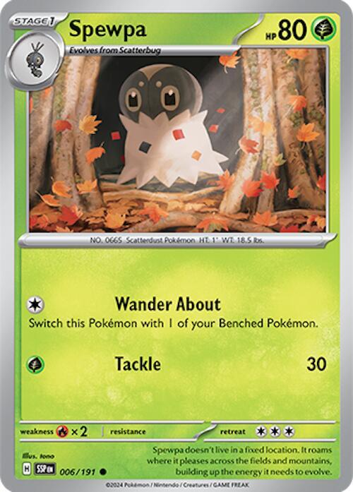 Spewpa - 006/191 - SV08: Surging Sparks (SSP) - Reverse Holofoil - Pokemon TCG Card