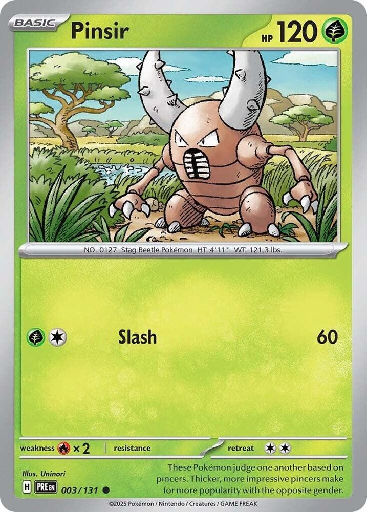 Pinsir - 003/131 - SV: Prismatic Evolutions (PRE) - Reverse Holofoil - Pokemon TCG Card