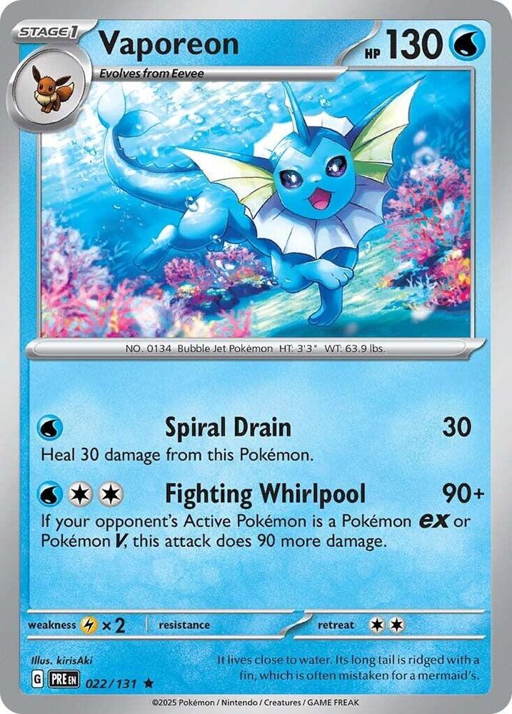 Vaporeon - 022/131 - SV: Prismatic Evolutions (PRE) - Holofoil - Pokemon TCG Card