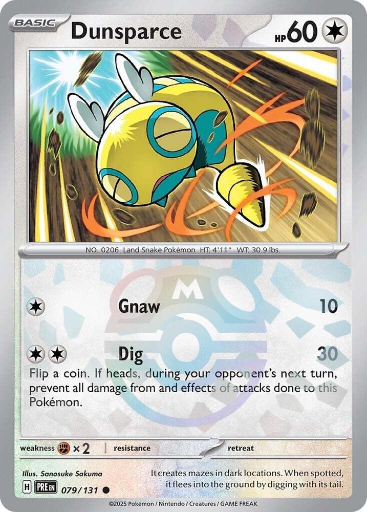 Dunsparce (Master Ball Pattern) - 079/131 - SV: Prismatic Evolutions (PRE) - Holofoil - Pokemon TCG Card