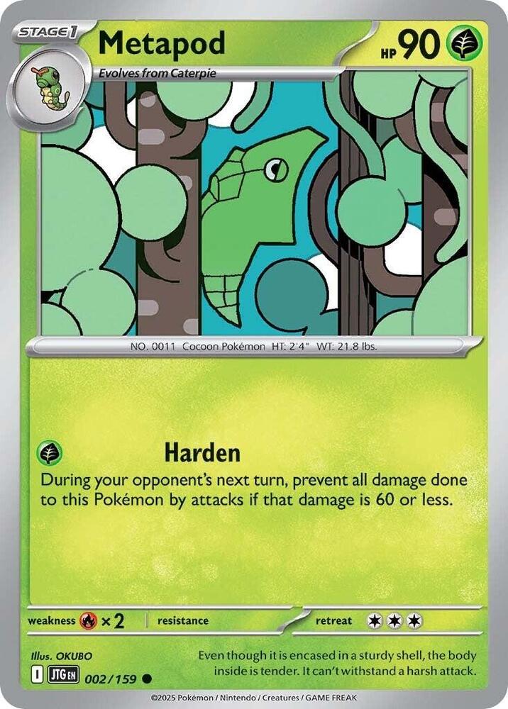 Metapod - 002/159 - SV09: Journey Together (JTG) - Reverse Holofoil - Pokemon TCG Card