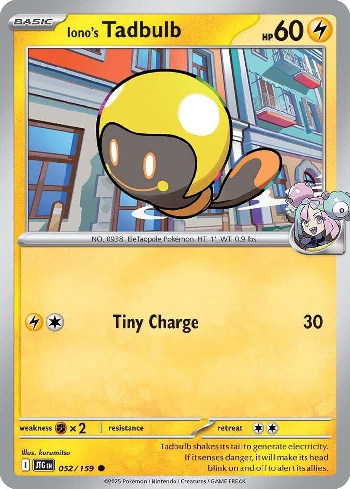 Iono's Tadbulb - 052/159 - SV09: Journey Together (JTG) - Normal - Pokemon TCG Card