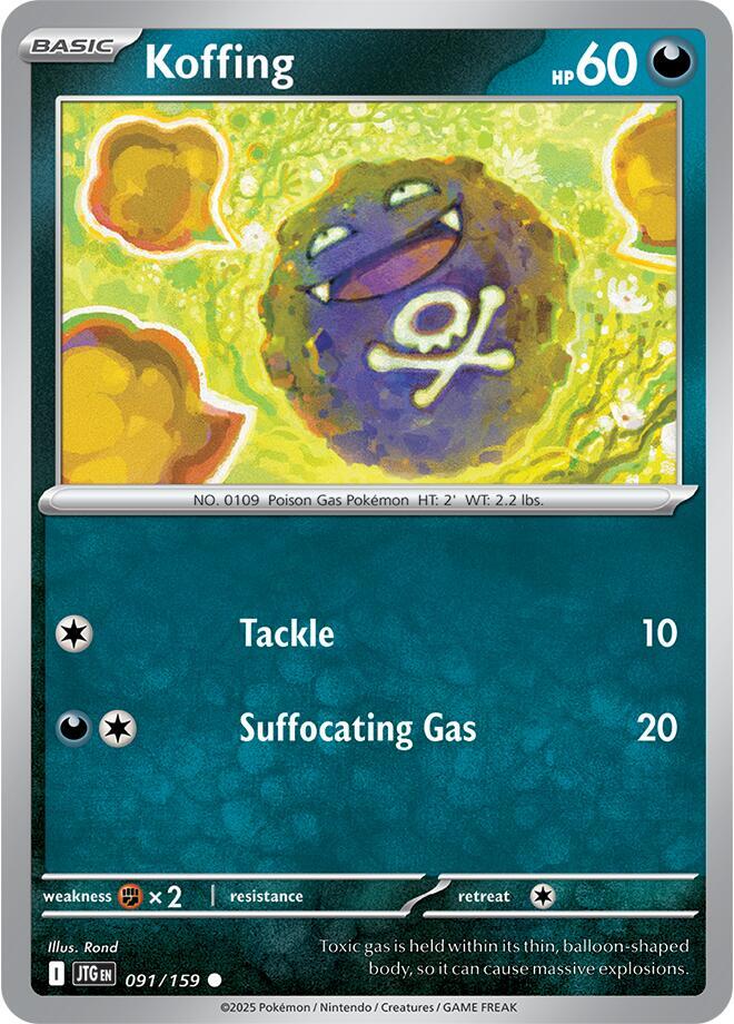 Koffing - 091/159 - SV09: Journey Together (JTG) - Reverse Holofoil - Pokemon TCG Card