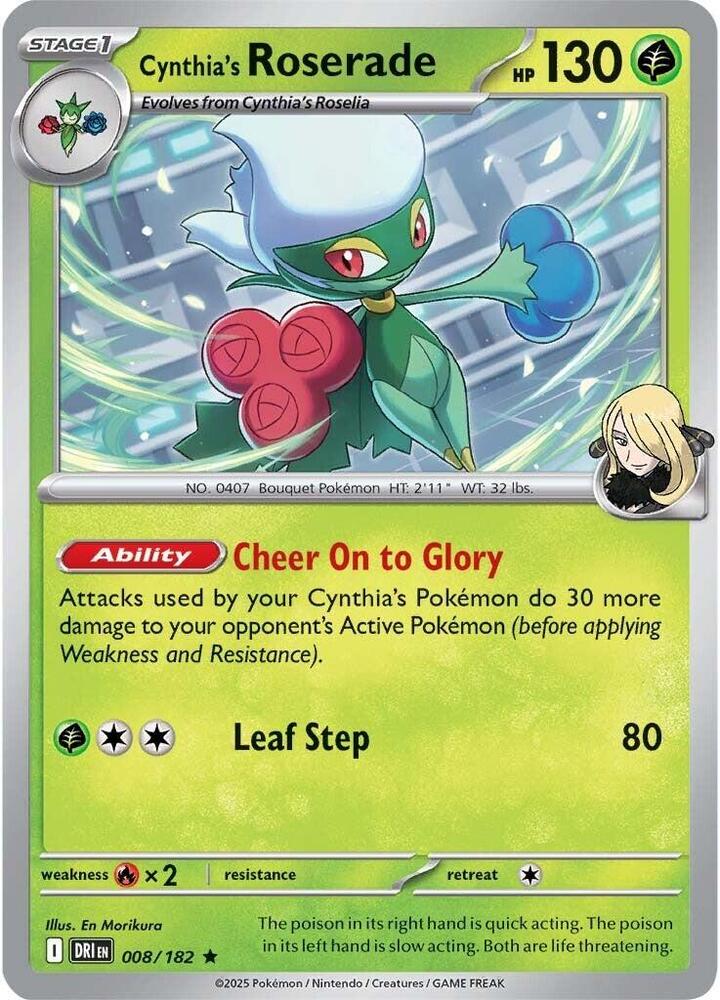 Cynthia's Roserade - 008/182 - SV10: Destined Rivals (DRI) - Reverse Holofoil - Pokemon TCG Card