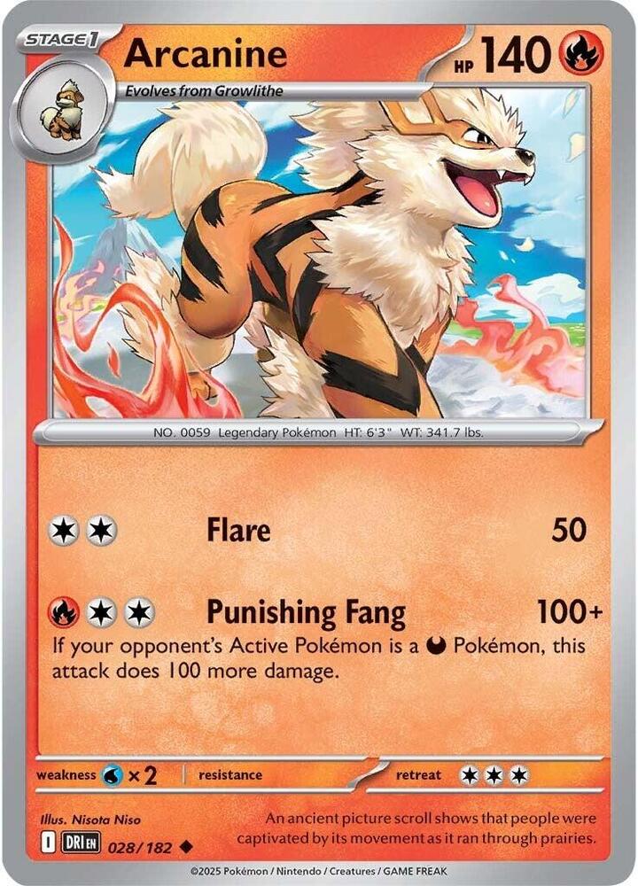 Arcanine - 028/182 - SV10: Destined Rivals (DRI) - Normal - Pokemon TCG Card