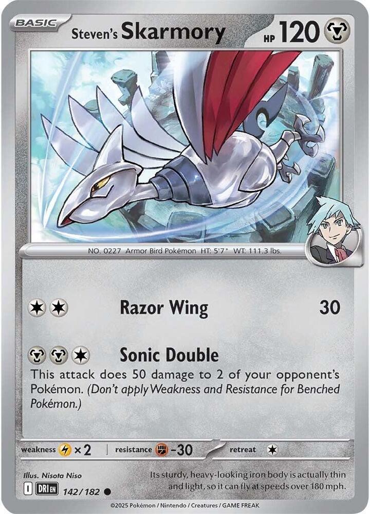 Steven's Skarmory - 142/182 - SV10: Destined Rivals (DRI) - Normal - Pokemon TCG Card