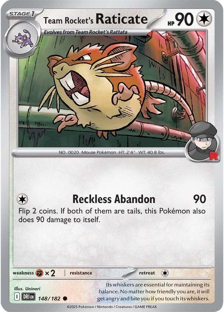 Team Rocket's Raticate - 148/182 - SV10: Destined Rivals (DRI) - Common - Reverse Holofoil - Pokemon TCG Card