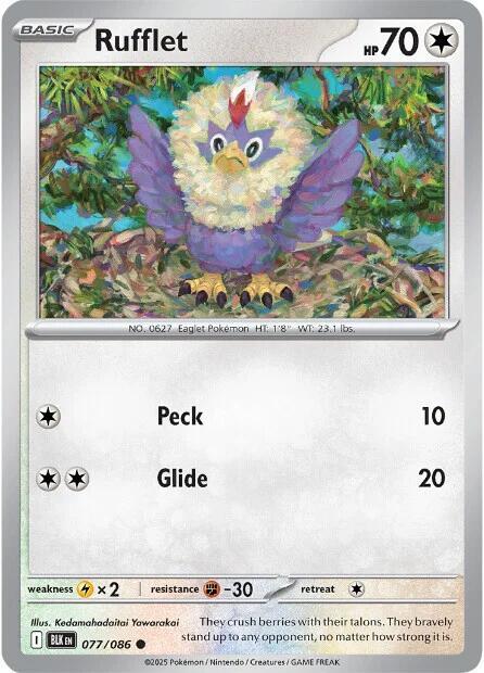 Rufflet - 077/086 - SV: Black Bolt (BLK) - Normal - Pokemon TCG Card