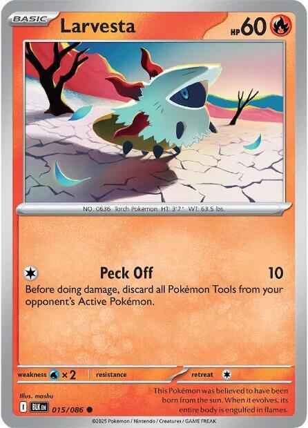 Larvesta - 015/086 - SV: Black Bolt (BLK) - Normal - Pokemon TCG Card