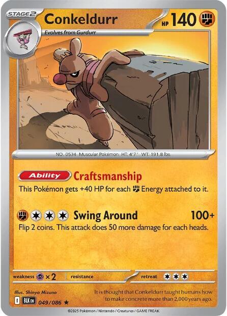 Conkeldurr - 049/086 - SV: Black Bolt (BLK) - Holofoil - Pokemon TCG Card