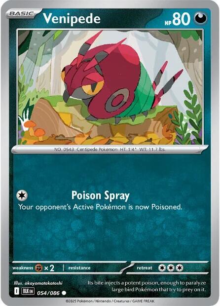Venipede - 054/086 - SV: Black Bolt (BLK) - Normal - Pokemon TCG Card