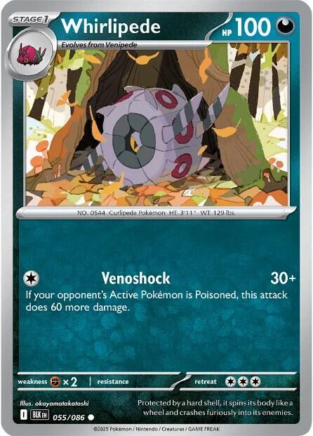 Whirlipede - 055/086 - SV: Black Bolt (BLK) - Normal - Pokemon TCG Card