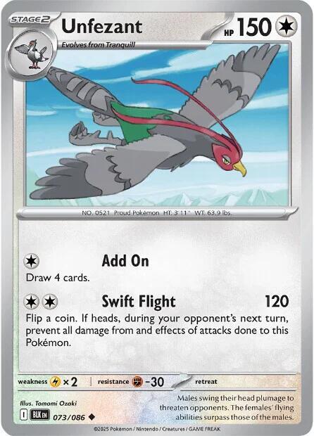 Unfezant - 073/086 - SV: Black Bolt (BLK) - Normal - Pokemon TCG Card